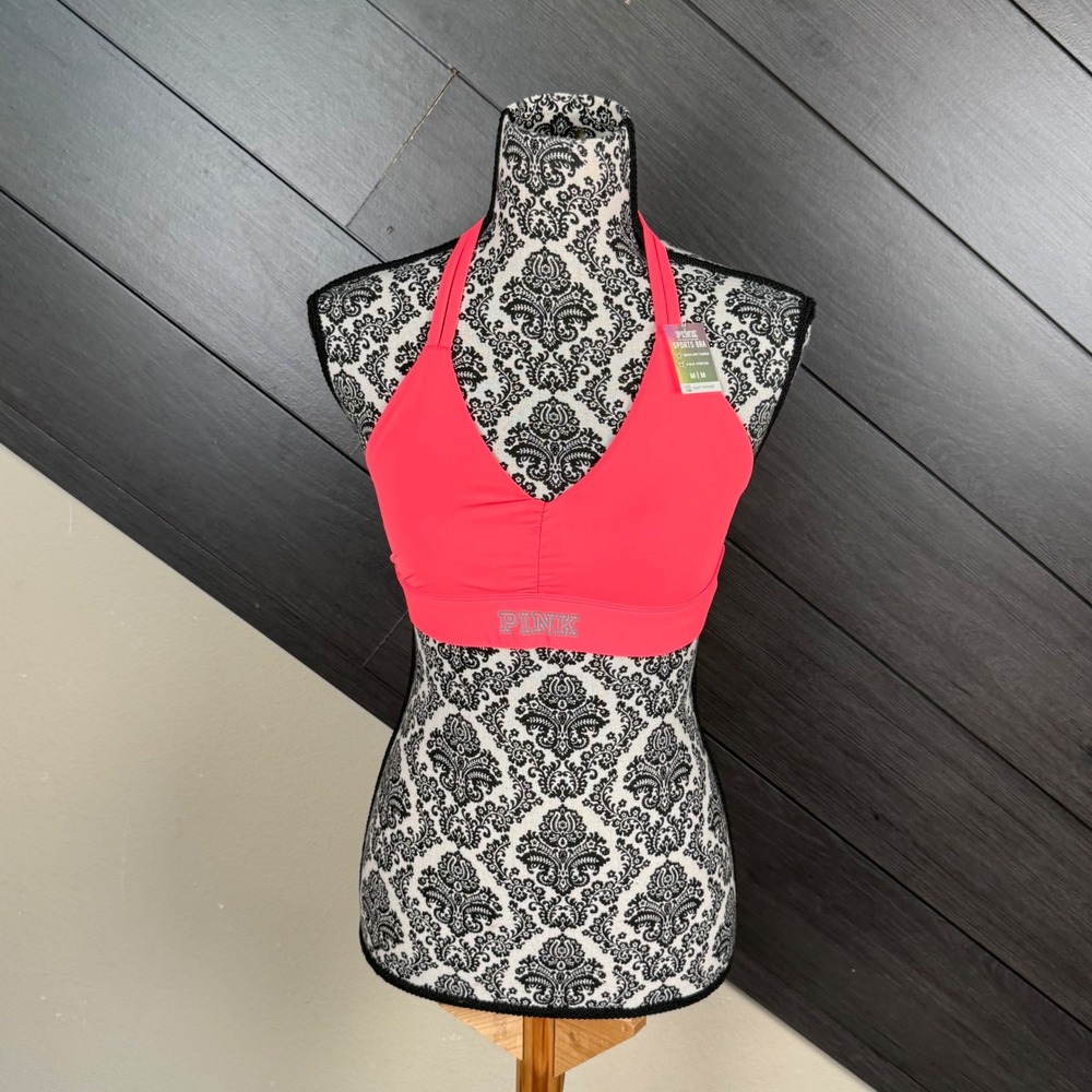 PINK Victoria's Secret Ultimate Sports Bra Women's M Neon Coral Strappy Y2K NWT